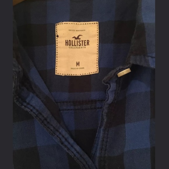 Hollister Plaid Shirt Blue Size medium - Picture 3 of 4